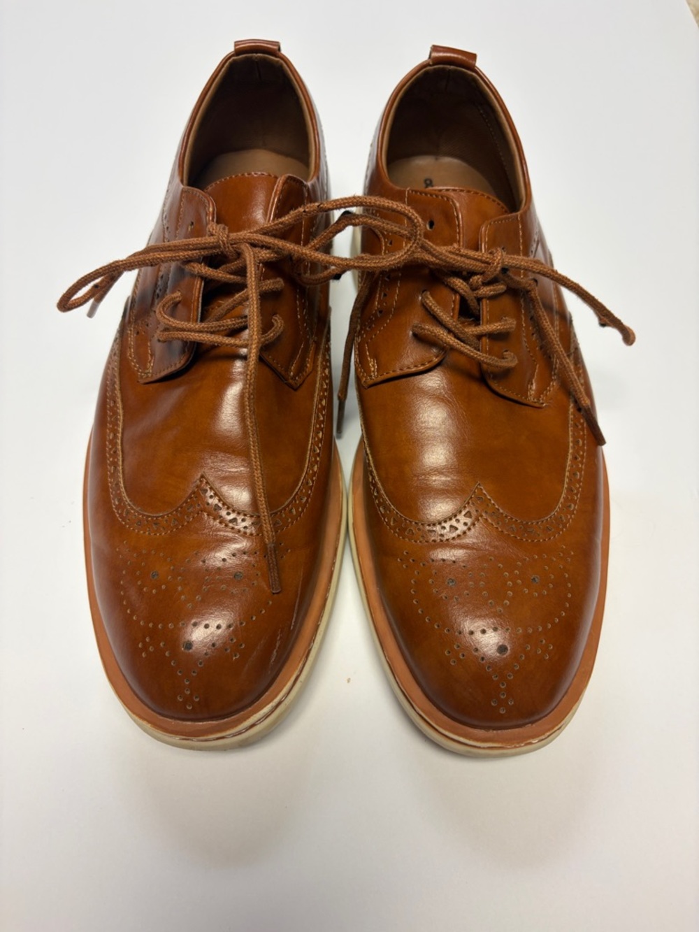 George Tan Leather Wingtip Derby Shoes